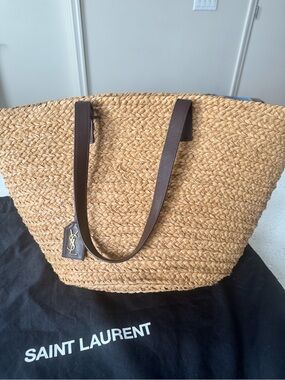 Saint Laurent Straw Basket Tote Bag